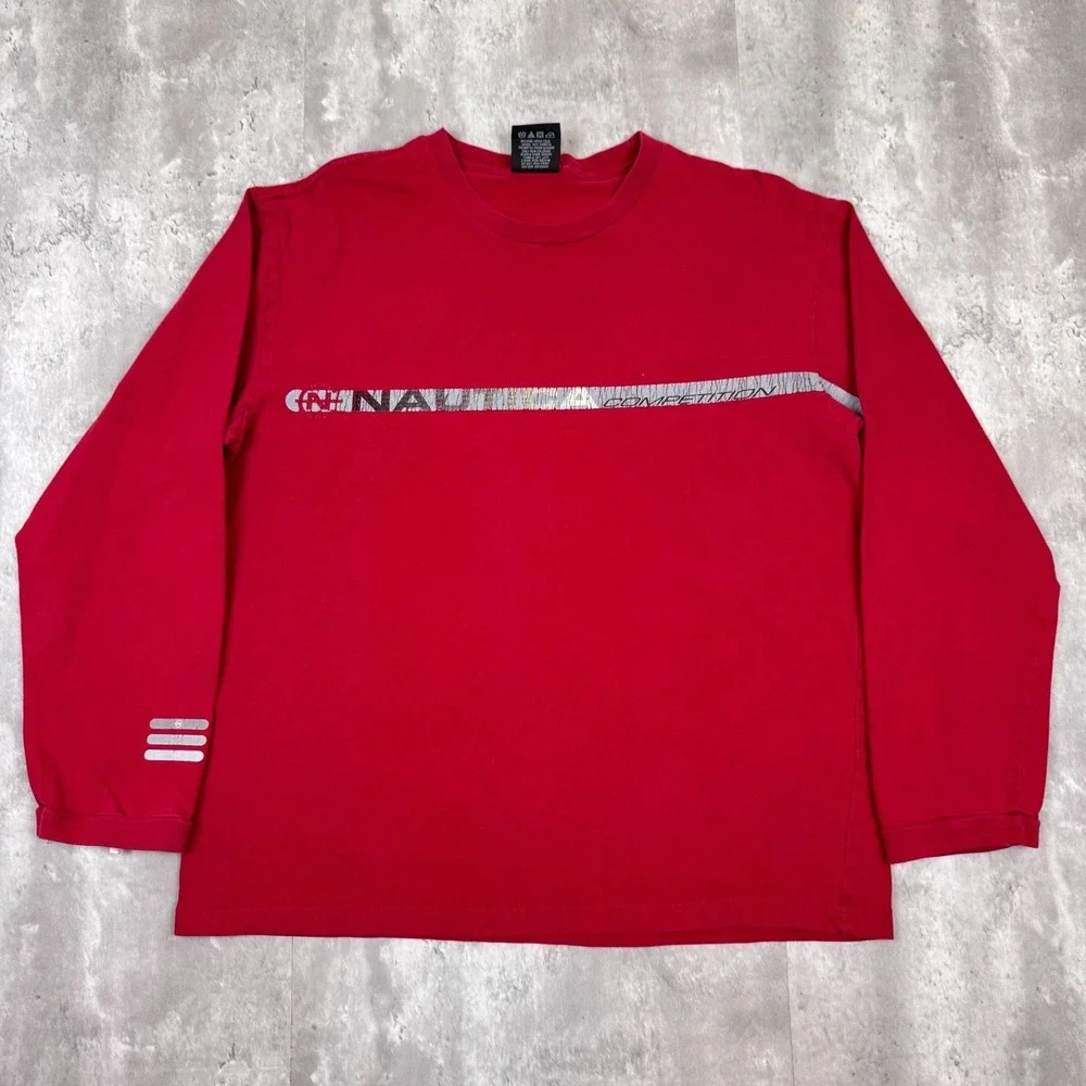 Vintage Nautica T-Shirt Mens XL Red‎ Competition Long Sleeve Surf Skate Pullover